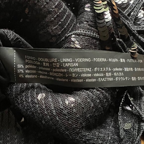 Zara Knit Size S Black Round Neck Short Sleeve Sequin Fringe Hem Top NWT - Picture 16 of 16